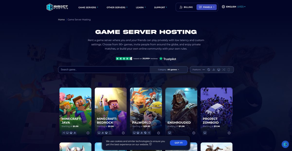 Game Server Hosting | Many Supported Games Screenshot