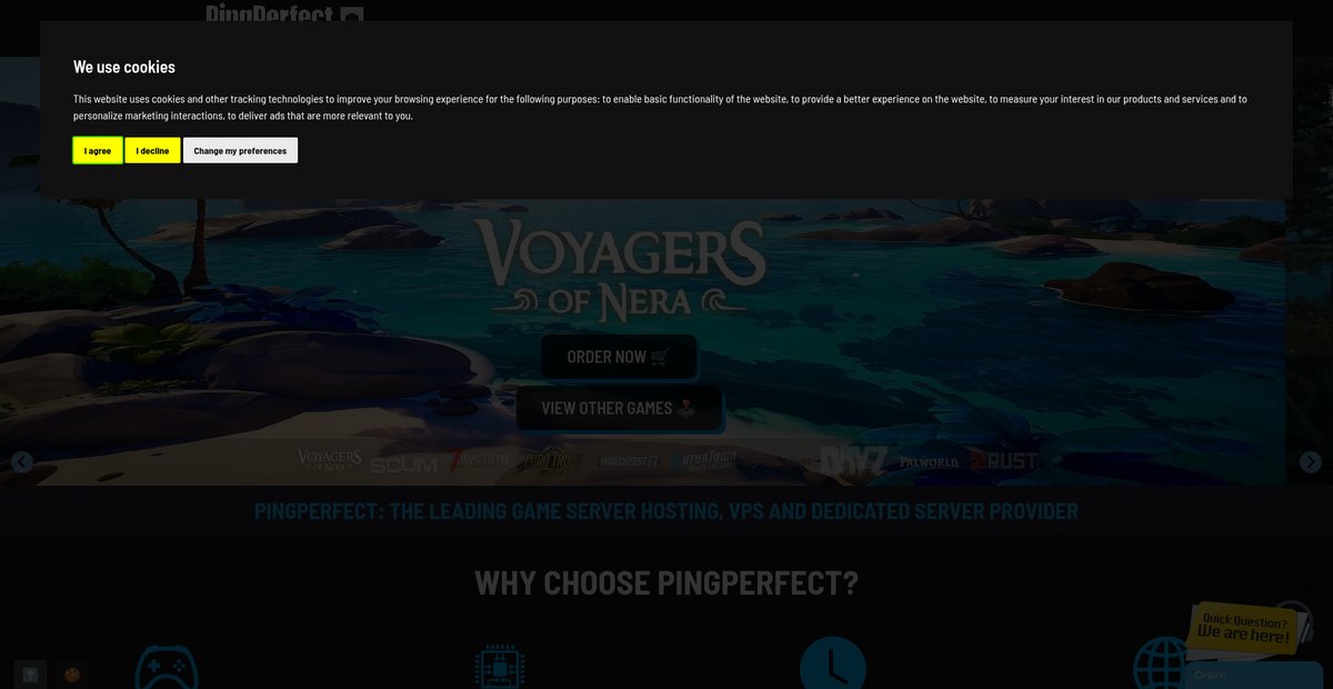 Pingperfect.com: Game Server Hosting and Dedicated ... Screenshot
