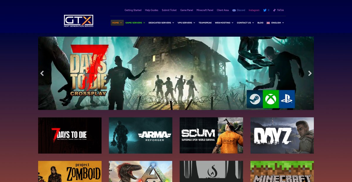GTXGaming - Game Server Hosting Specialists Screenshot