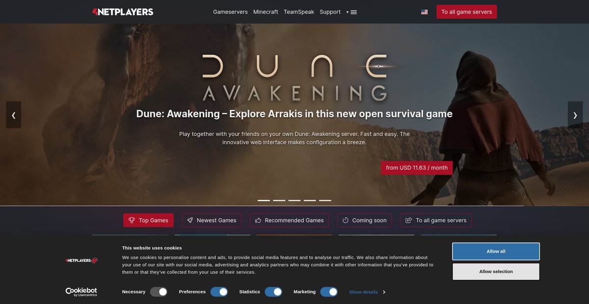 Game Server and TeamSpeak 3 Server Rentals Screenshot