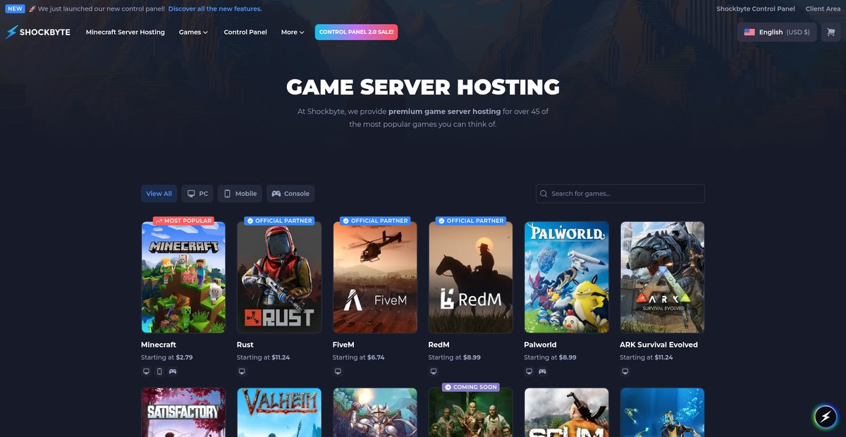 Game Server Hosting Screenshot