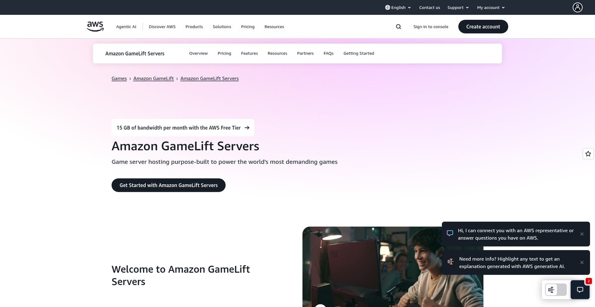 Dedicated Game Server Hosting - Amazon GameLift - AWS Screenshot