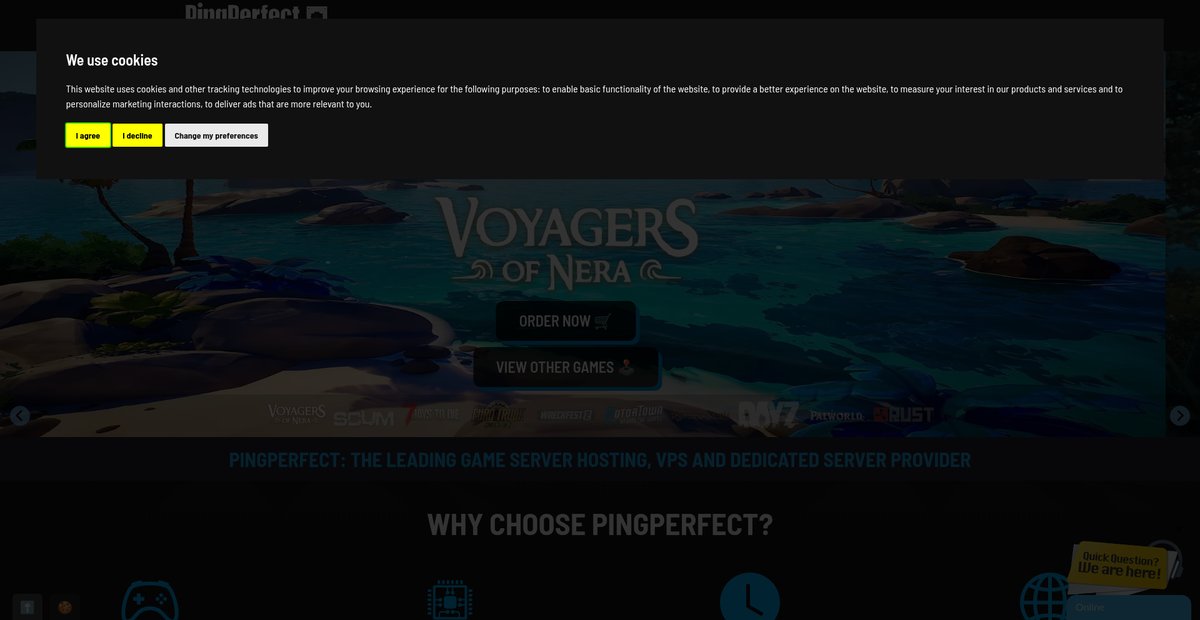 Pingperfect.com: Game Server Hosting and Dedicated ... Screenshot