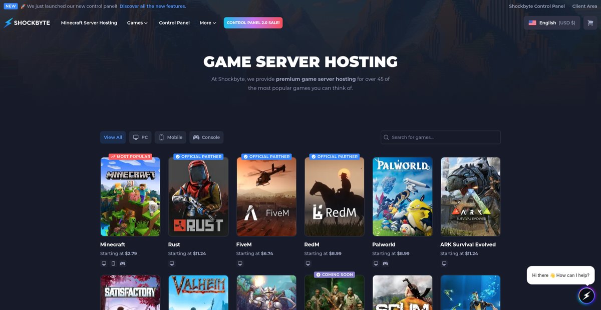 Game Server Hosting Screenshot