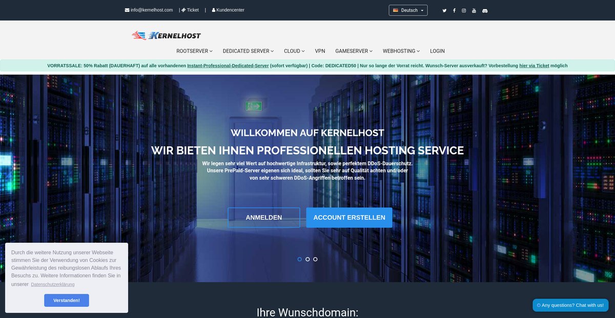 KernelHost: DDoS-Schutz, Dedicated-Server, Cloud-Rootserver & Co. Screenshot