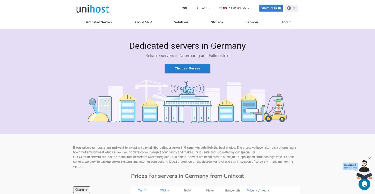 Rent a managed dedicated server in Germany Screenshot