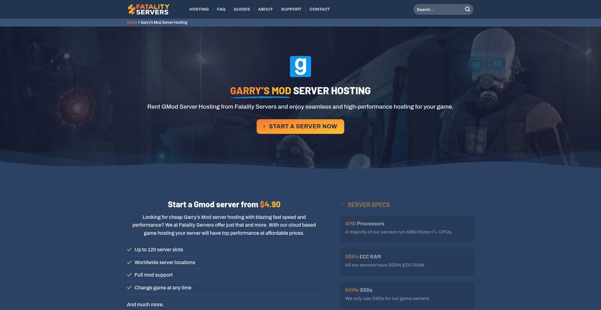 Garry's Mod Server Hosting from $5/Month | Fatality Servers Screenshot