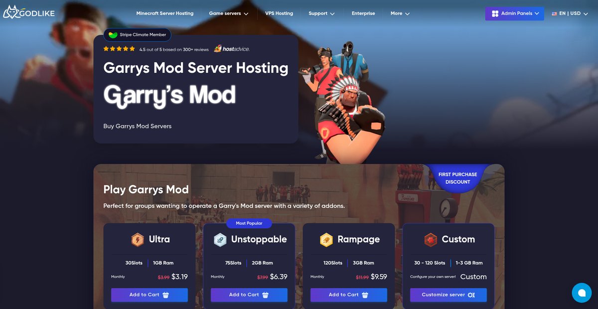 Best Garrys Mod Servers Hosting - Godlike Screenshot