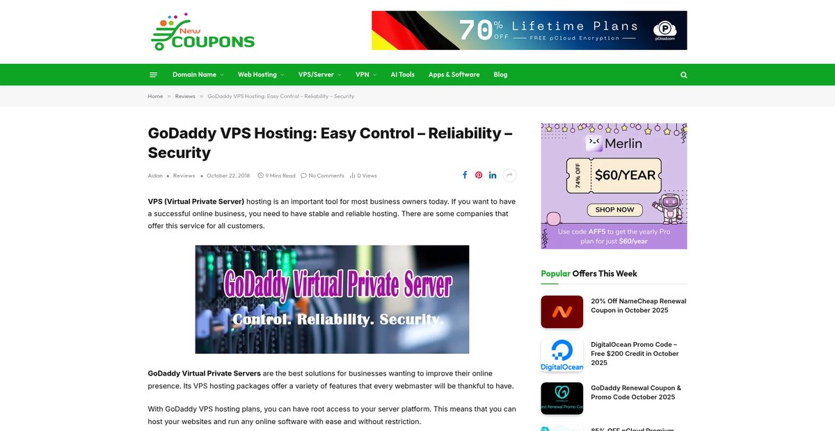 GoDaddy VPS Hosting: Easy Control – Reliability – Security Screenshot