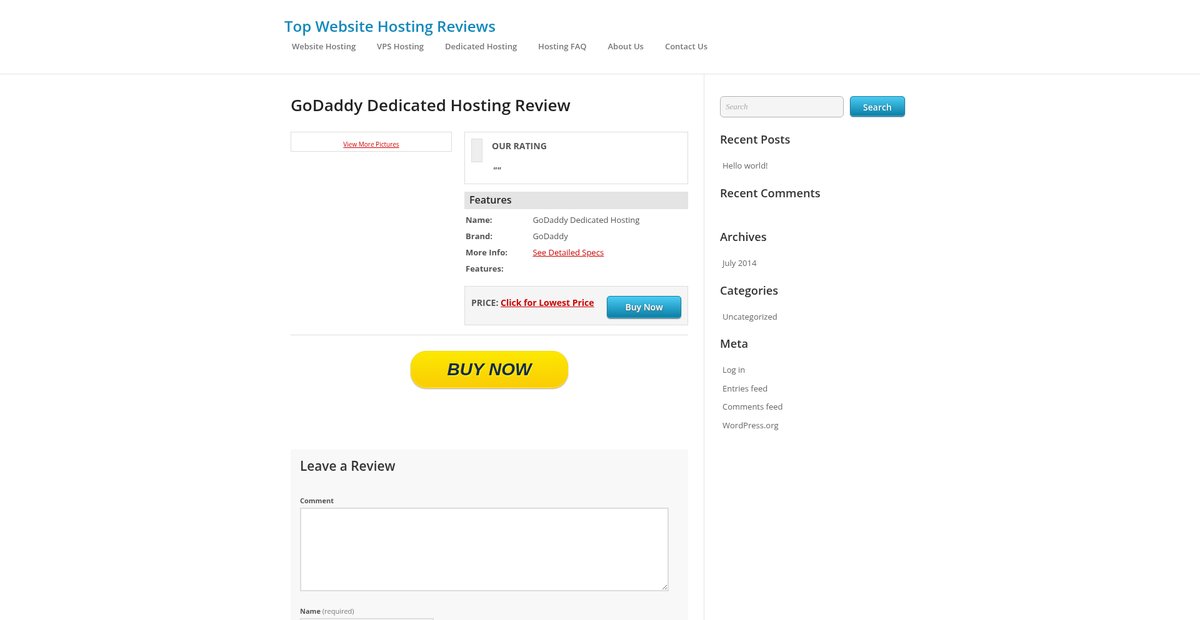 GoDaddy Dedicated Hosting Review | Top Website Hosting Reviews Screenshot