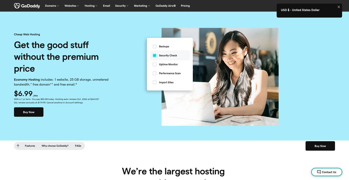Cheap Web Hosting | High Quality Hosting at a Low Price - GoDaddy Screenshot