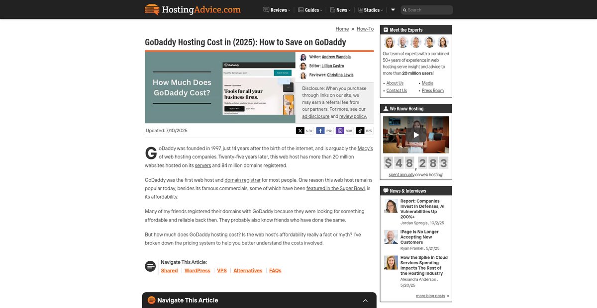 GoDaddy Hosting Cost in (2025): How to Save on ... Screenshot