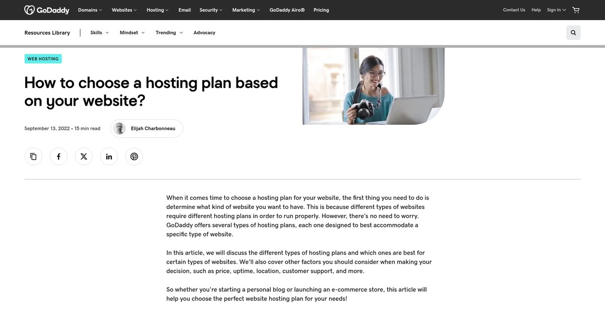 How to choose a hosting plan based on your website? Screenshot