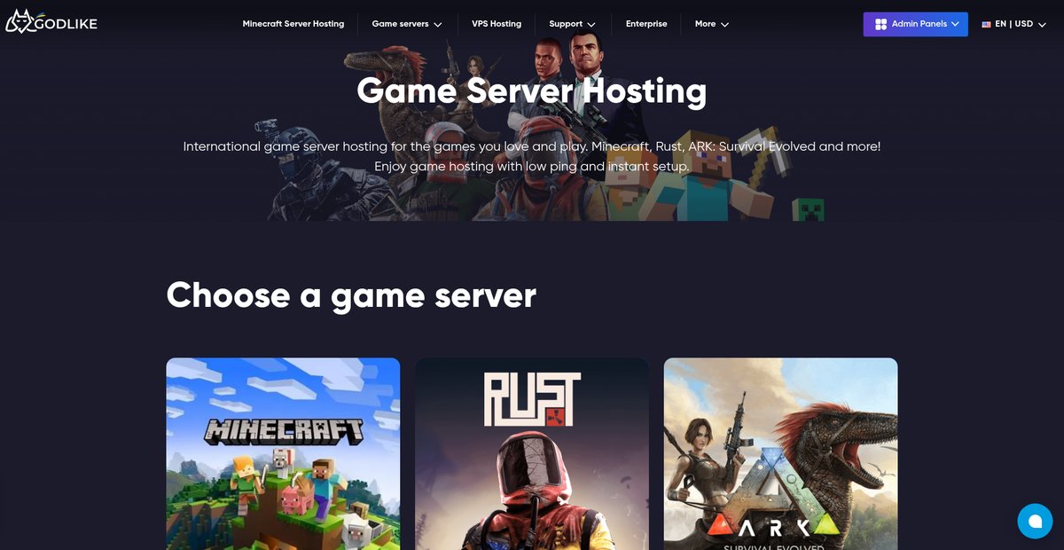 Best Game Server Hosting - Godlike Screenshot