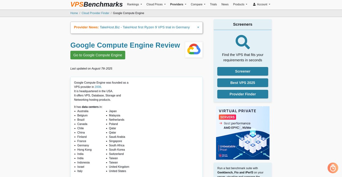 Google Compute Engine Review Screenshot