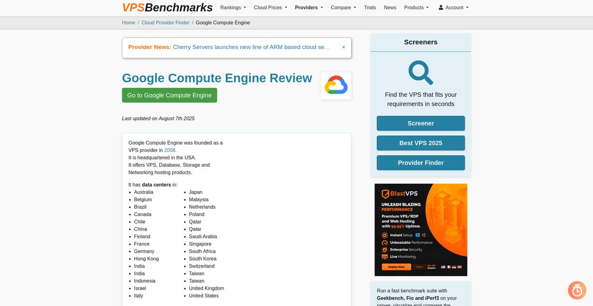 Google Compute Engine Review Screenshot