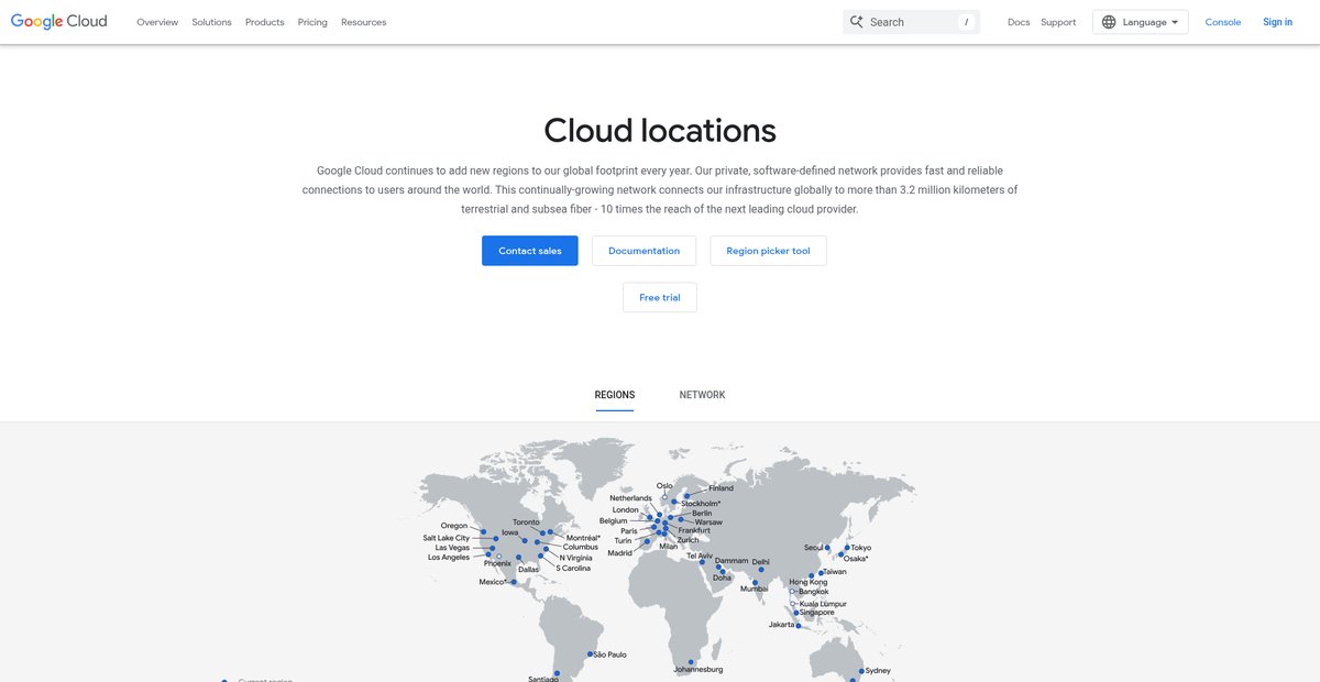 Global Locations - Regions & Zones  |  Google Cloud Screenshot