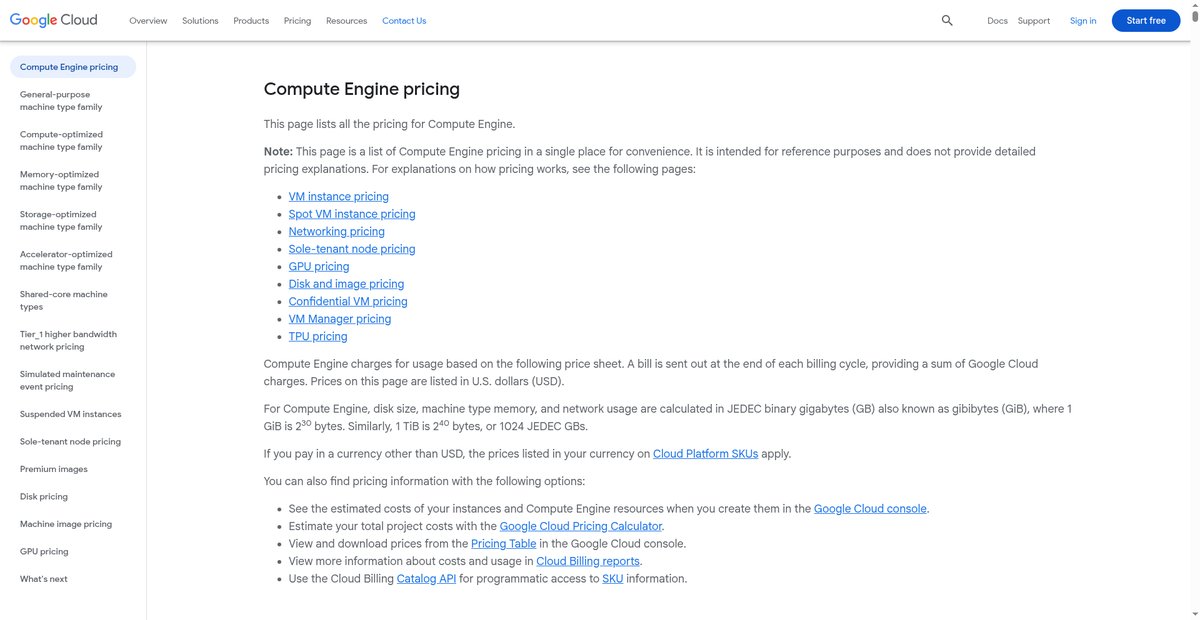 Pricing  |  Compute Engine: Virtual Machines (VMs)  |  Google Cloud Screenshot