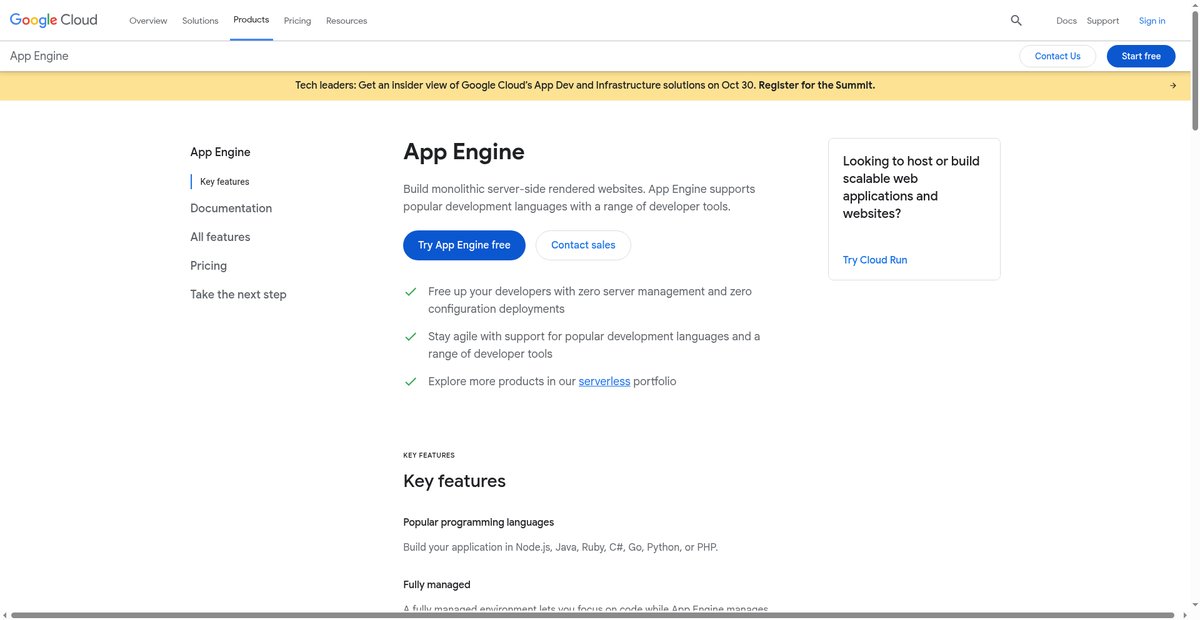 App Engine Application Platform | Google Cloud Screenshot