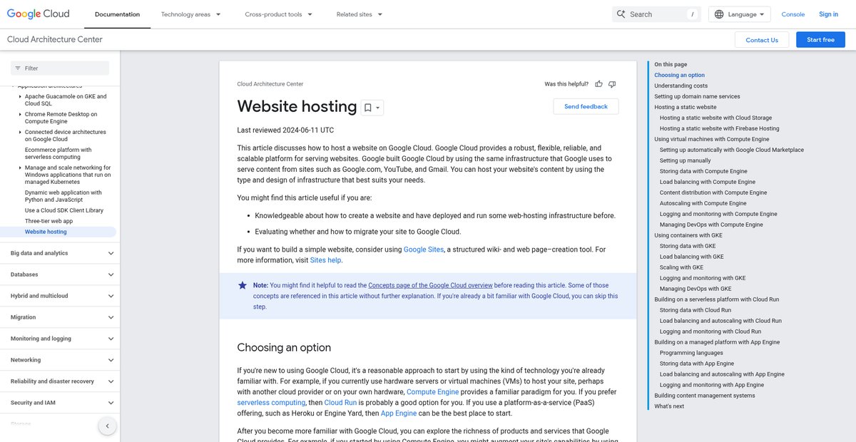Website hosting | Cloud Architecture Center Screenshot