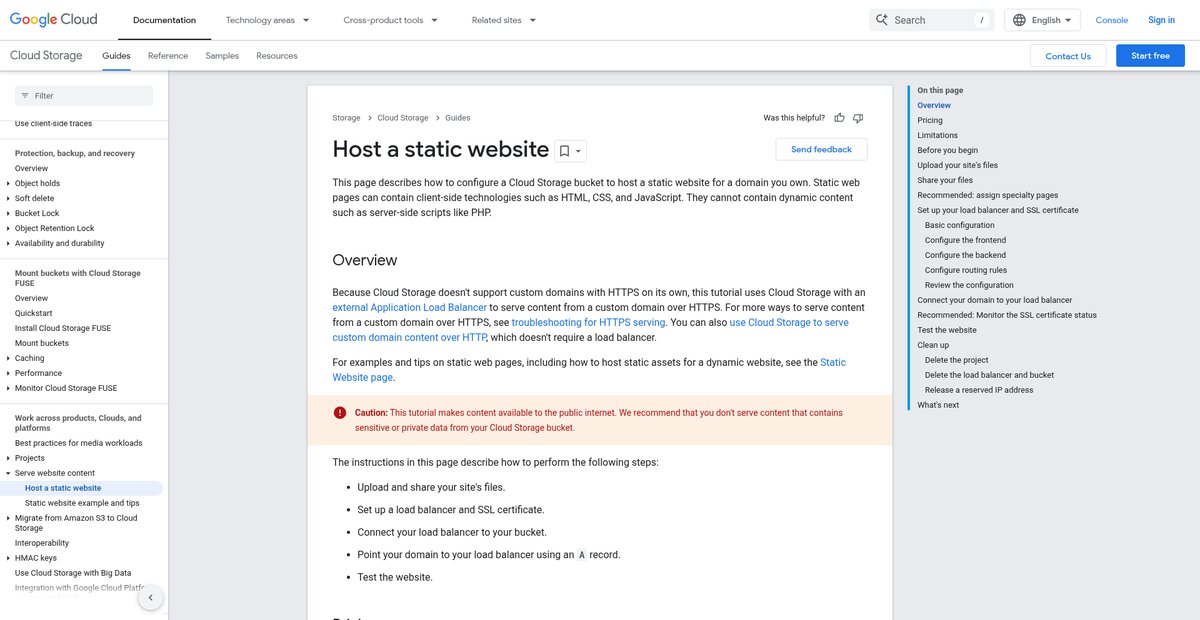 Host a static website Screenshot