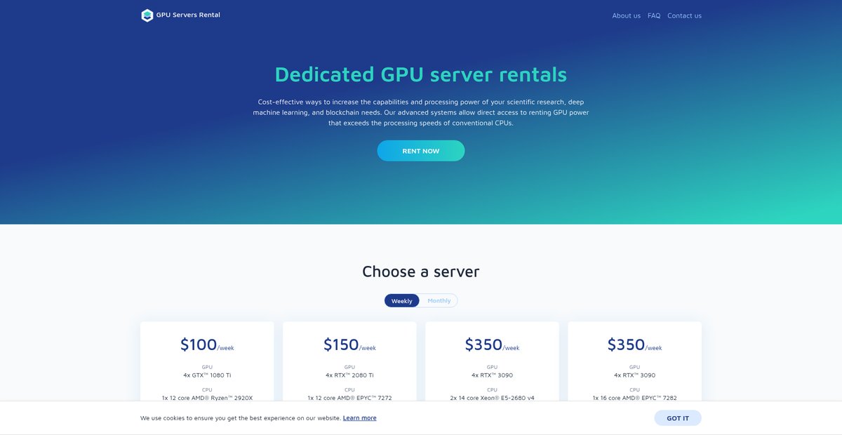 GPU Servers Rental Screenshot