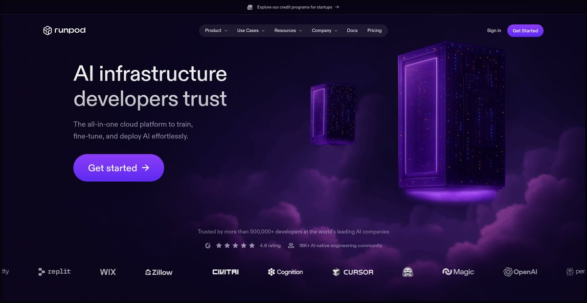 Runpod | The cloud built for AI Screenshot