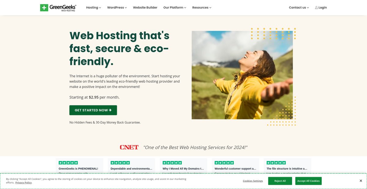Web Hosting: Fast, Scalable & Eco-friendly Screenshot
