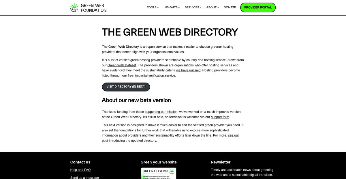 The Green Web Directory Screenshot
