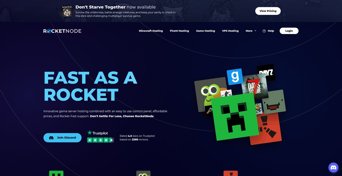 RocketNode Hosting May 2025 | rocketnode.com Screenshot