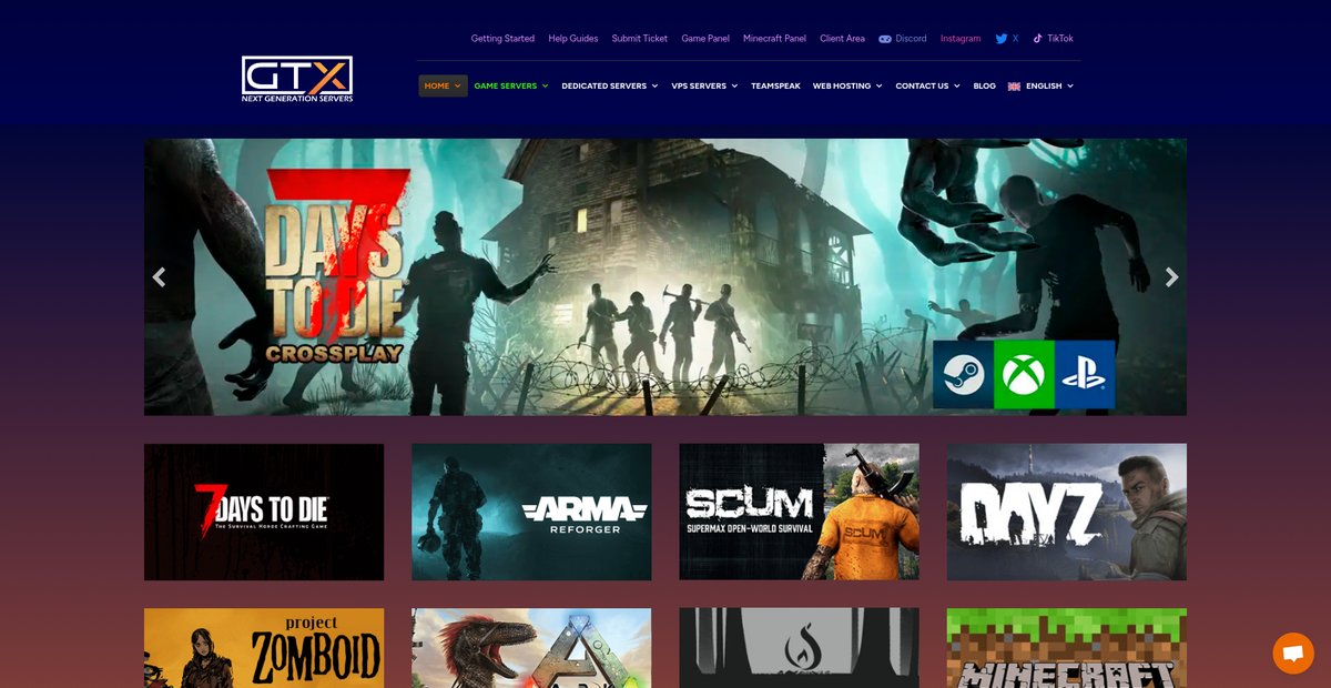 GTXGaming - Game Server Hosting Specialists Screenshot