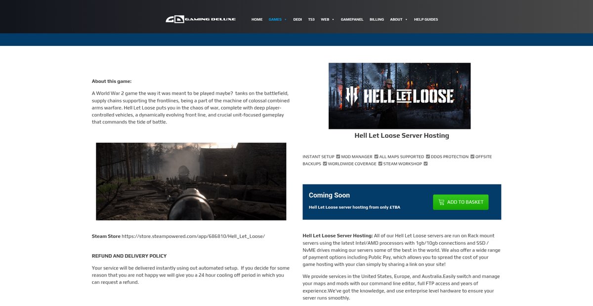 Hell Let Loose Server Hosting | GamingDeluxe.co.uk Screenshot