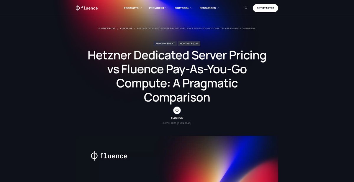 Hetzner Dedicated Server Pricing vs Fluence Pay-As-You- ... Screenshot