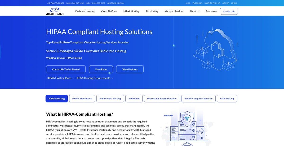 HIPAA-compliant hosting solutions Screenshot