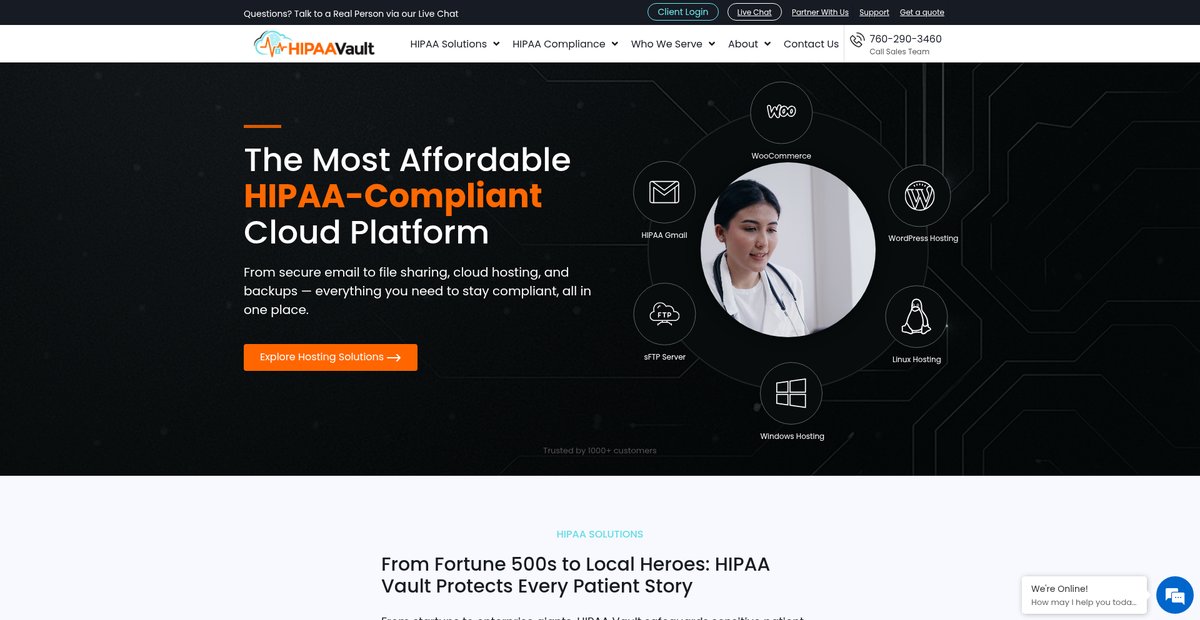 Affordable HIPAA-Compliant Cloud Hosting & Storage Screenshot