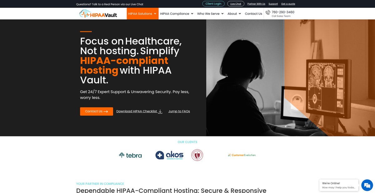 HIPAA Compliant Hosting Solutions Screenshot