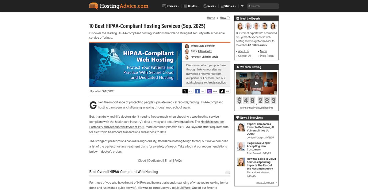 10 Best HIPAA-Compliant Hosting Services (Sep. 2025) Screenshot