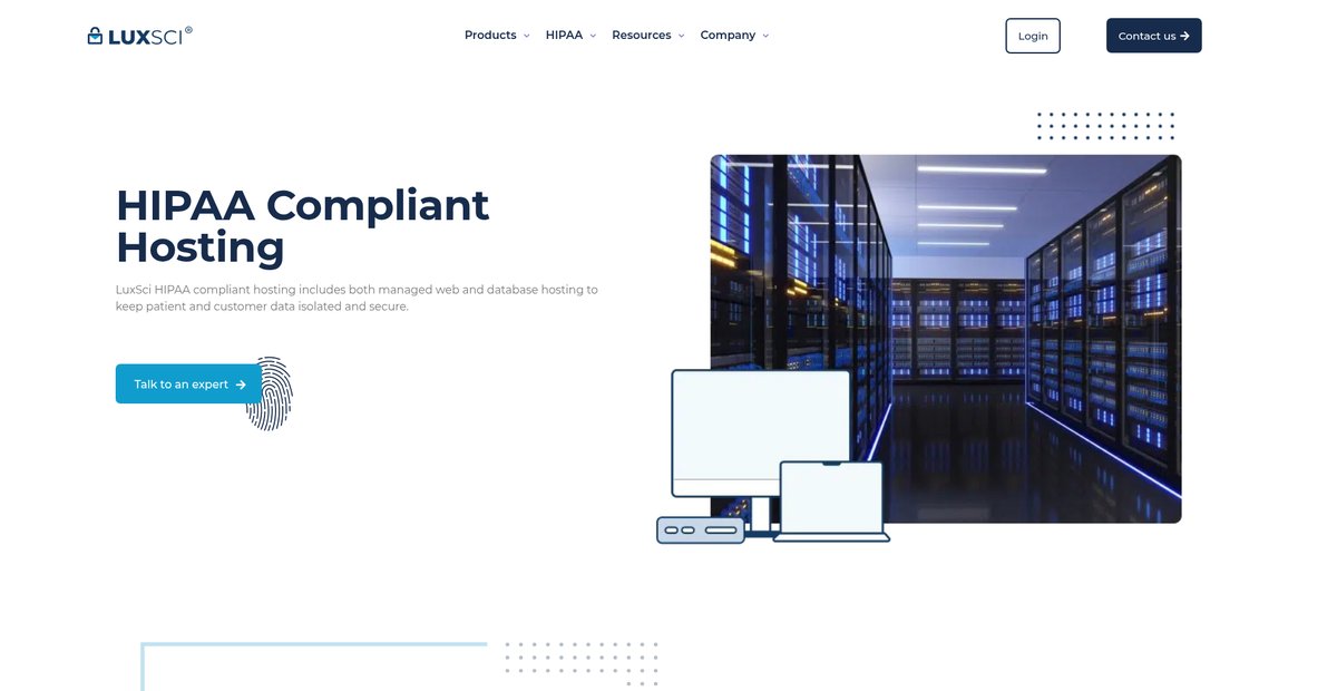 HIPAA Compliant Hosting - LuxSci Screenshot