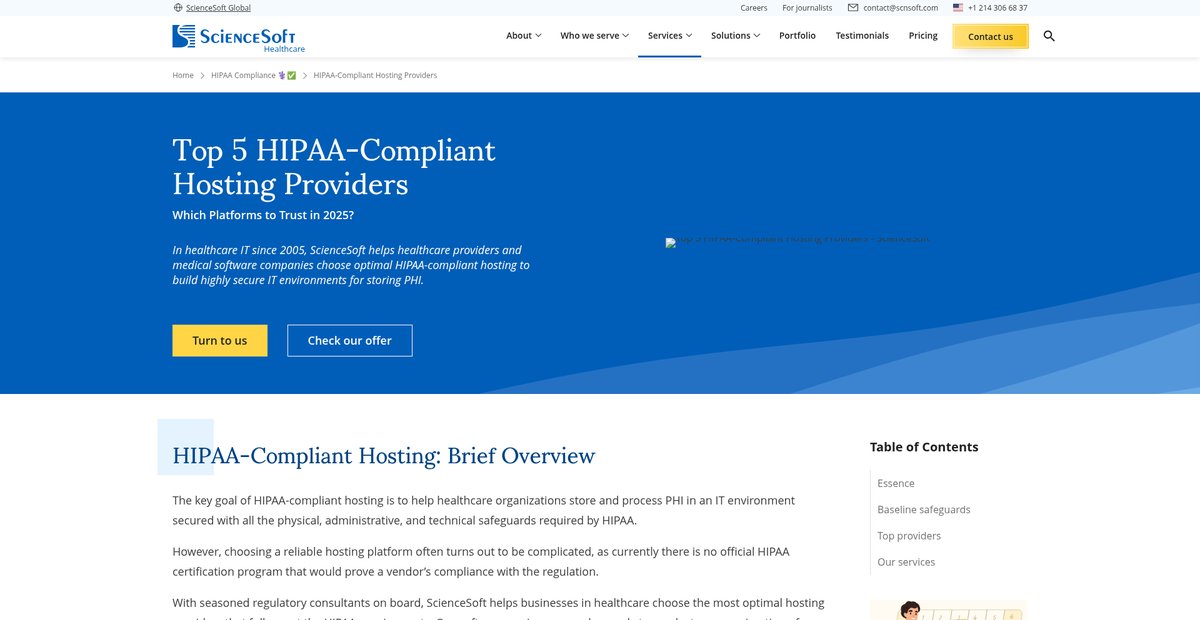 Top 5 HIPAA-Compliant Hosting Providers in 2025 Screenshot