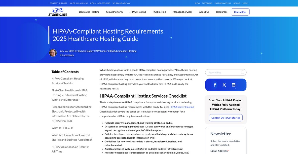 HIPAA-Compliant Hosting Requirements 2025 Healthcare ... Screenshot