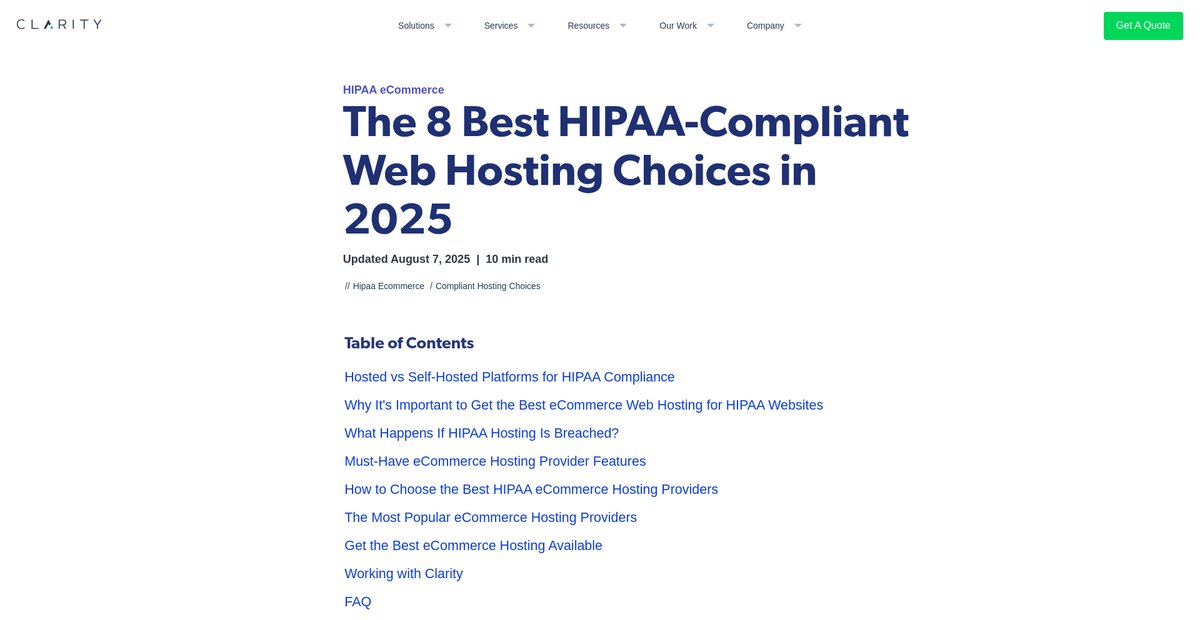 The 8 Best HIPAA-Compliant Web Hosting Choices in 2025 Screenshot