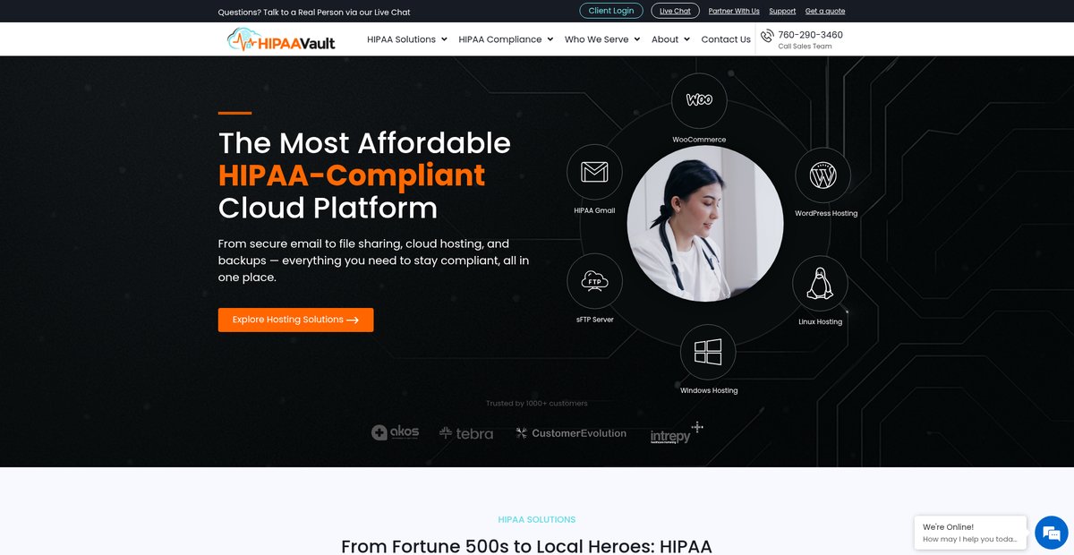 Affordable HIPAA-Compliant Cloud Hosting & Storage Screenshot