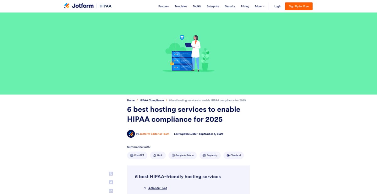 6 best hosting services to enable HIPAA compliance for 2025 Screenshot
