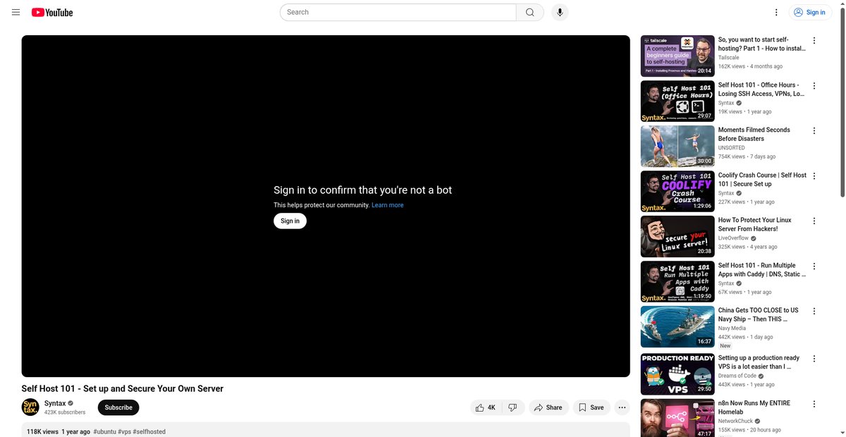 Self Host 101 - Set up and Secure Your Own Server Screenshot