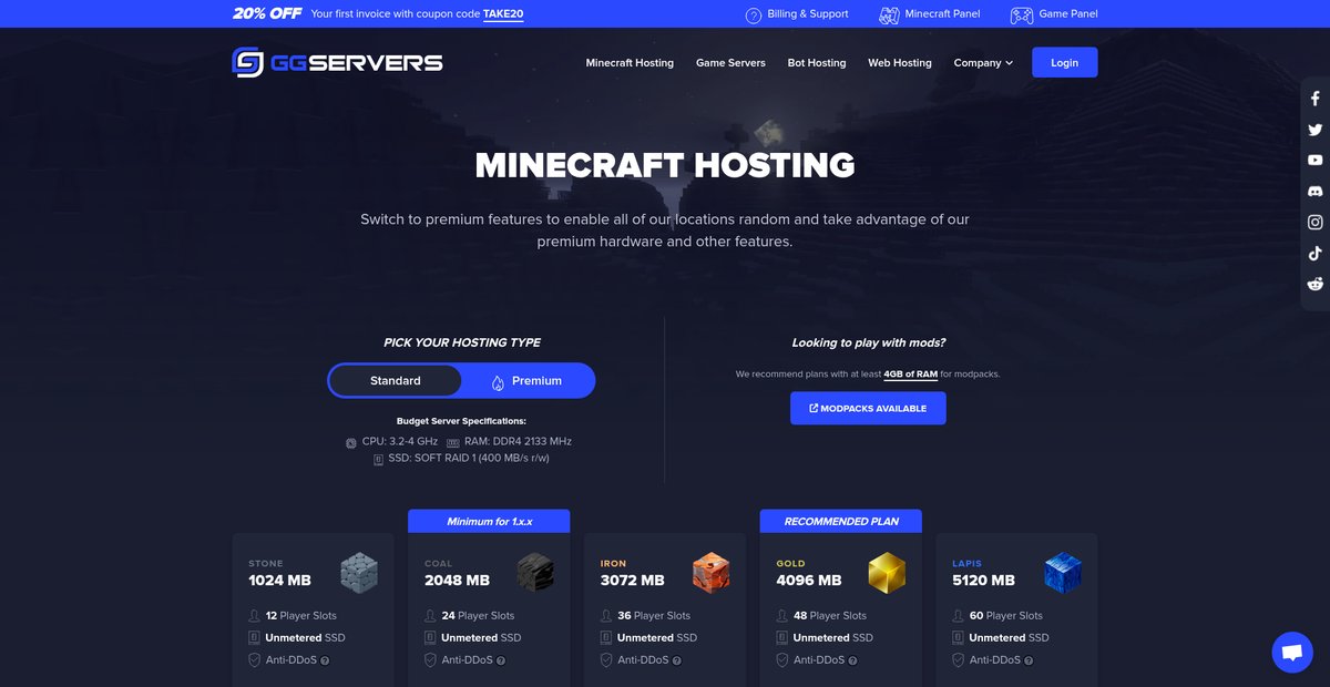 Minecraft Server Hosting | GGServers Screenshot