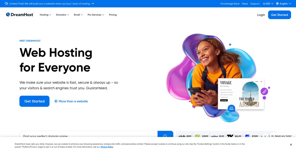 Web Hosting for Everyone - DreamHost Screenshot