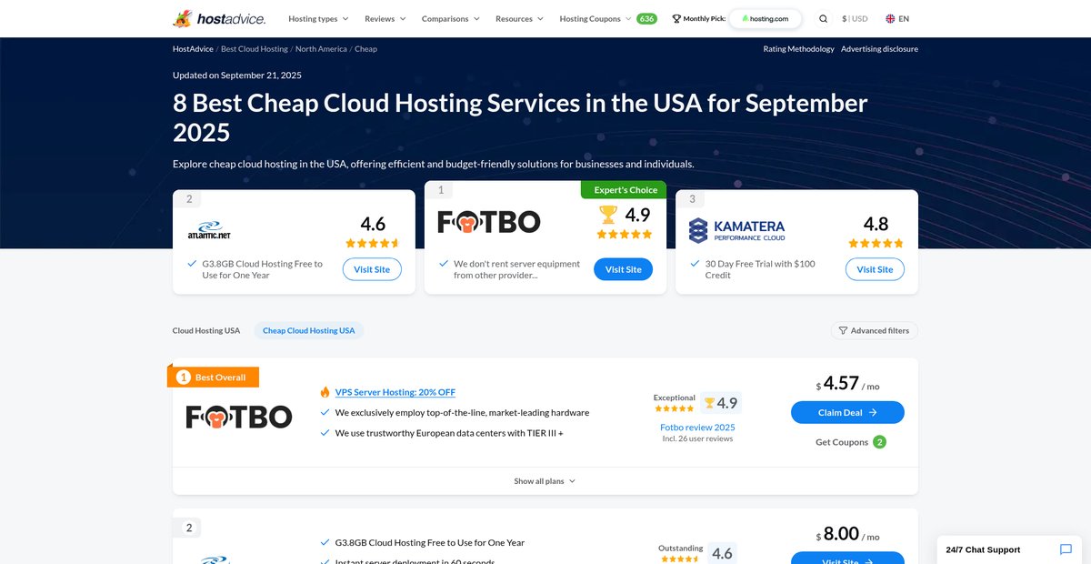 7 Best Cheap Cloud Hosting in USA: Jun 2025 Screenshot