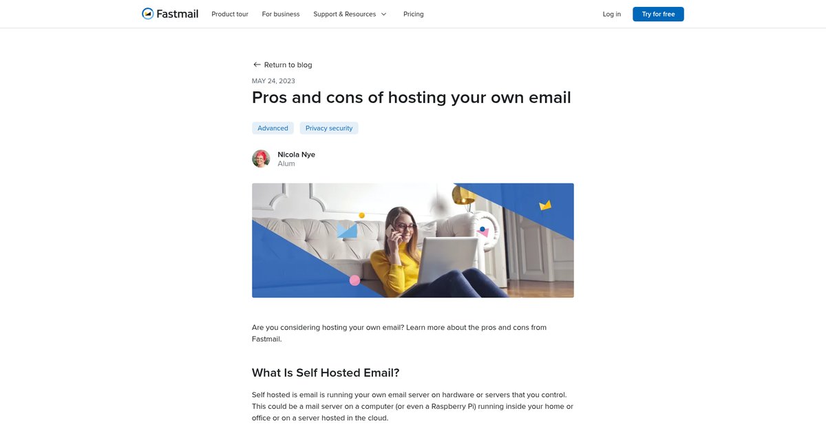 Pros and cons of hosting your own email - Fastmail Screenshot