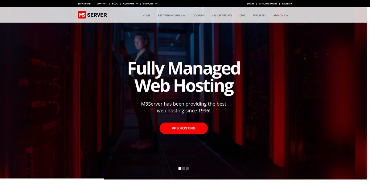 Managed Dedicated Servers and VPS Hosting by M3Server.com Screenshot