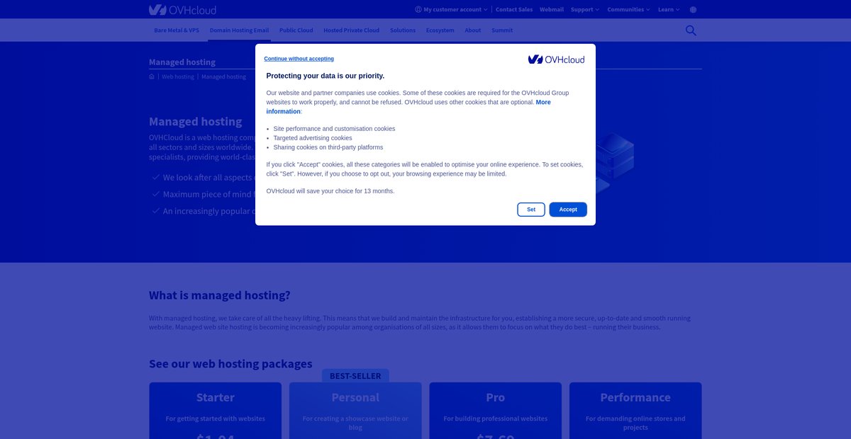 Managed Hosting Services - High-Quality Solutions Screenshot